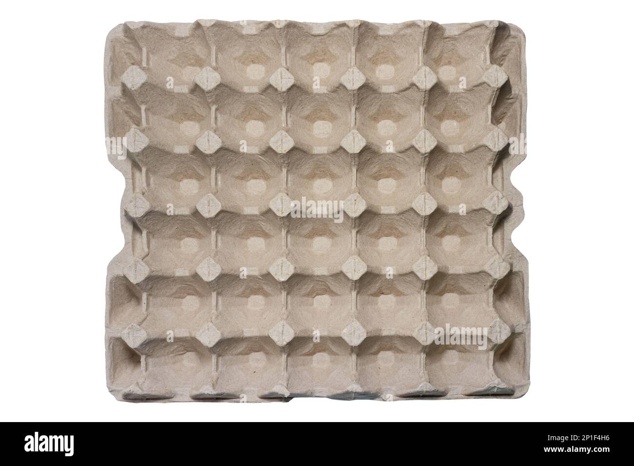 vassoio vuoto per uova di carta per 30 uova. isolato su sfondo bianco Foto Stock
