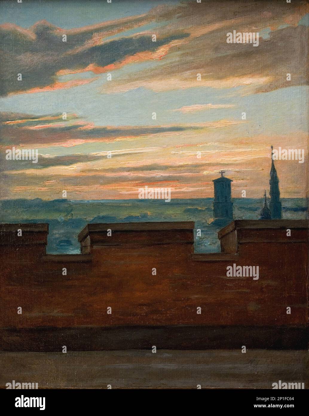 Vista di Copenaghen al tramonto, 1845-1849. Foto Stock