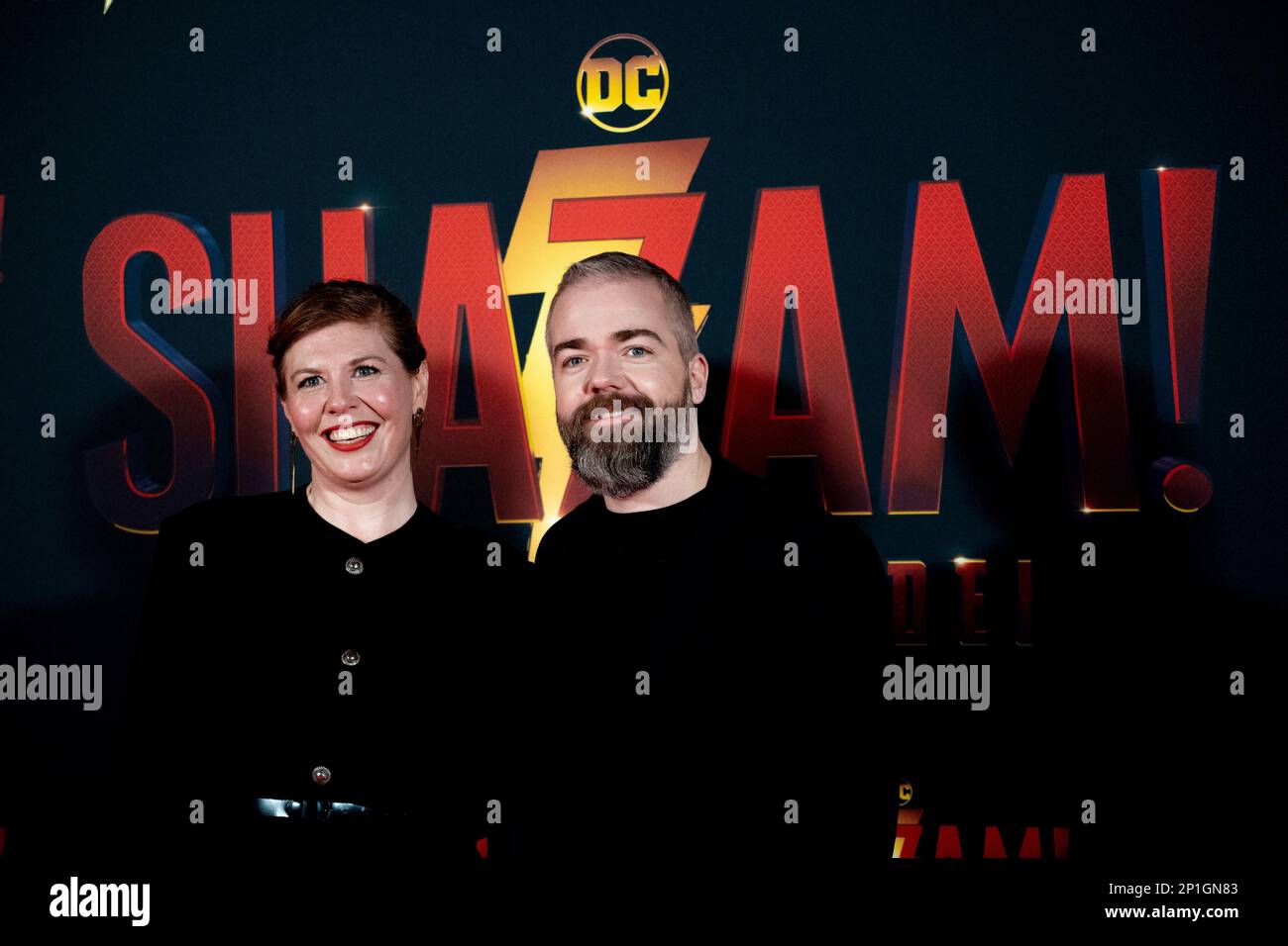 Roma, Italia, 03th marzo 2023, Zachary Levi, Lucy Liu, Rachel Zegler e Helen Mirren partecipano alla prima di Shazam! Furia degli dei allo Space Cine Foto Stock