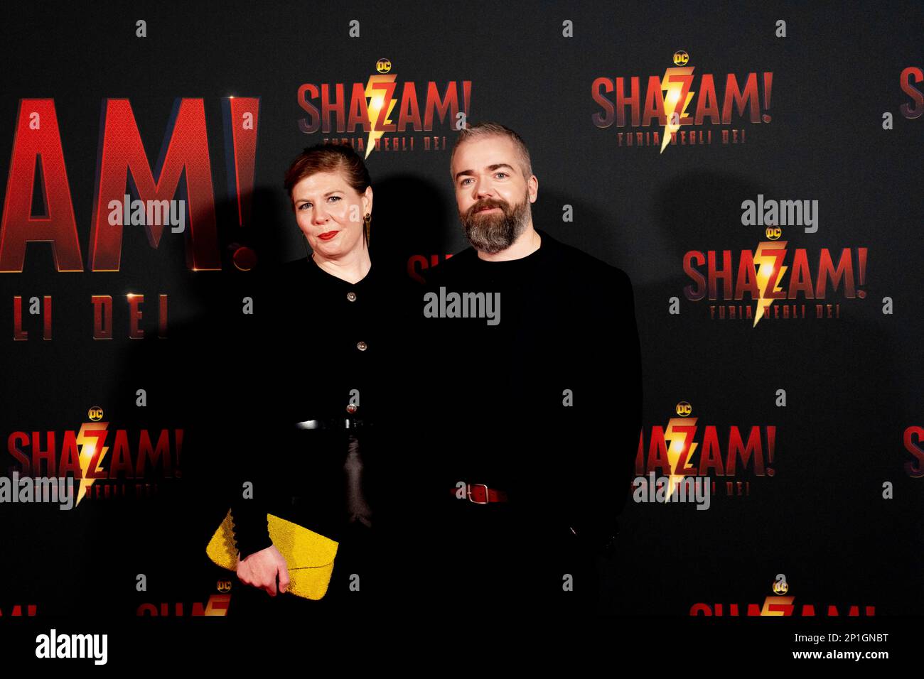 Roma, Italia, 03th marzo 2023, Zachary Levi, Lucy Liu, Rachel Zegler e Helen Mirren partecipano alla prima di Shazam! Furia degli dei allo Space Cine Foto Stock