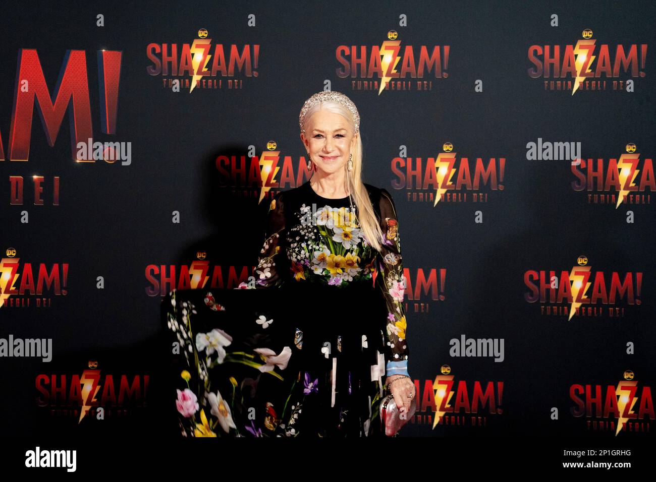 Roma, Italia, 03th marzo 2023, Zachary Levi, Lucy Liu, Rachel Zegler e Helen Mirren partecipano alla prima di Shazam! Furia degli dei allo Space Cine Foto Stock