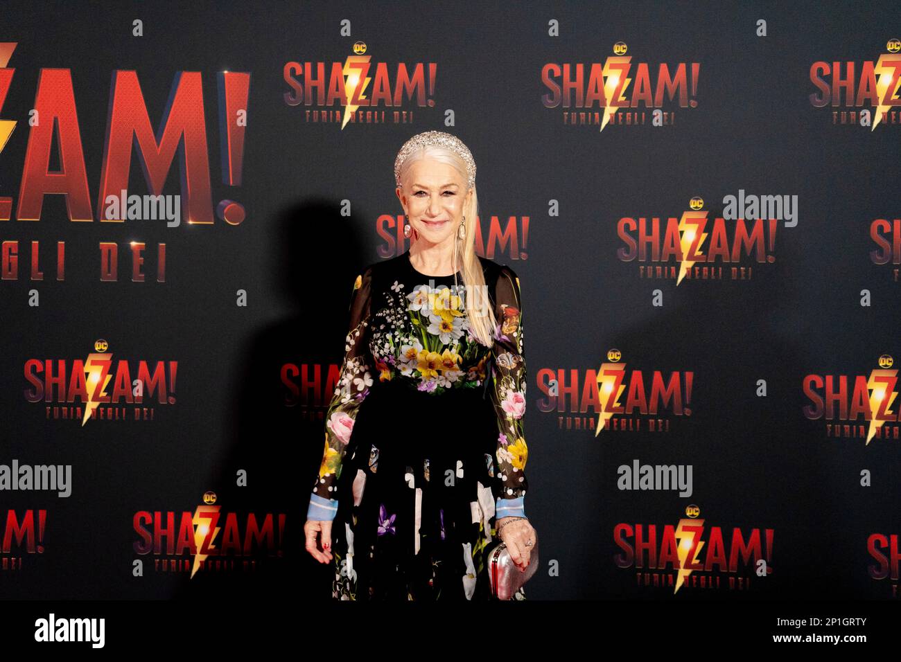 Roma, Italia, 03th marzo 2023, Zachary Levi, Lucy Liu, Rachel Zegler e Helen Mirren partecipano alla prima di Shazam! Furia degli dei allo Space Cine Foto Stock