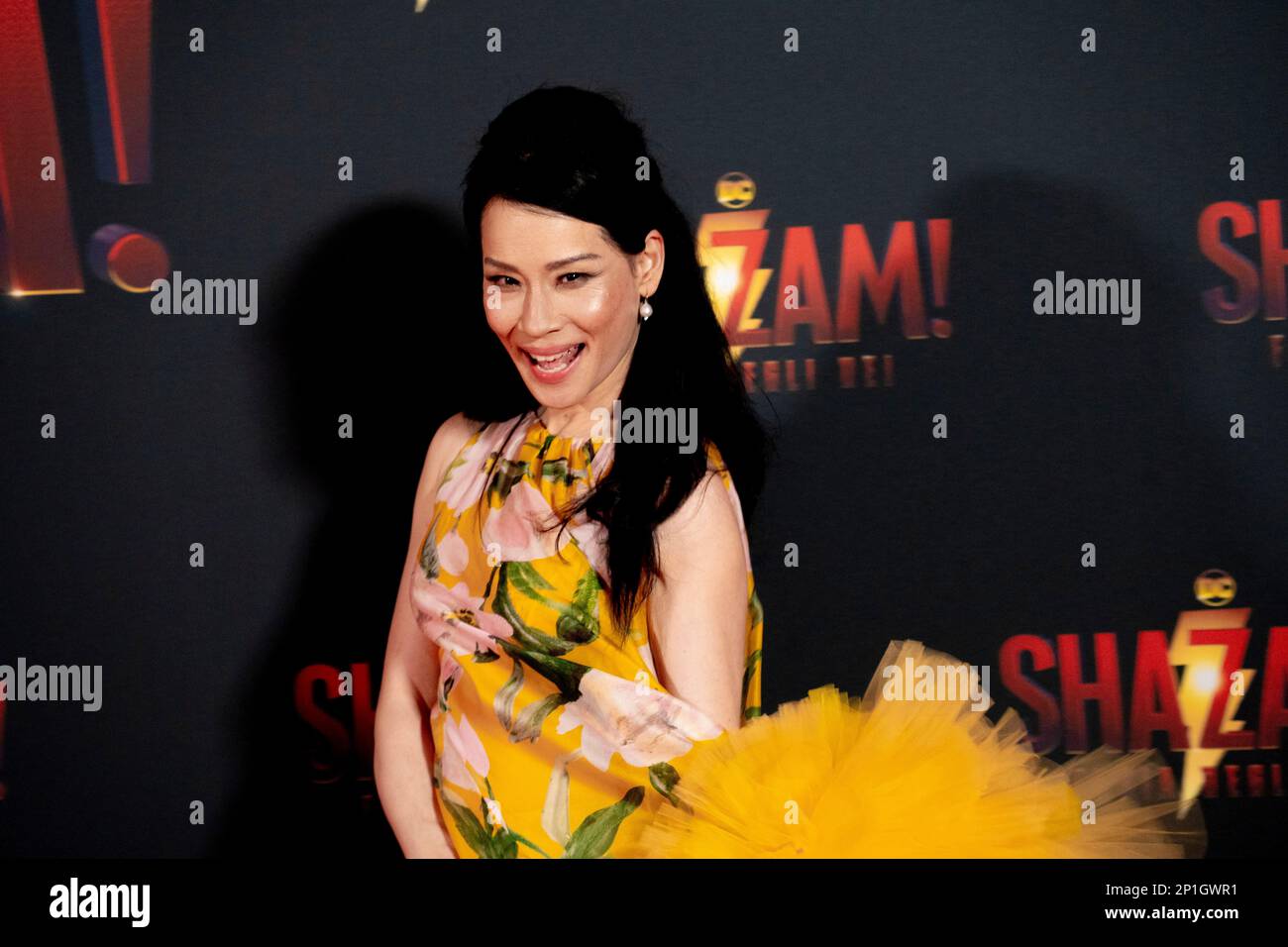 Roma, Italia, 03th marzo 2023, Zachary Levi, Lucy Liu, Rachel Zegler e Helen Mirren partecipano alla prima di Shazam! Furia degli dei allo Space Cine Foto Stock