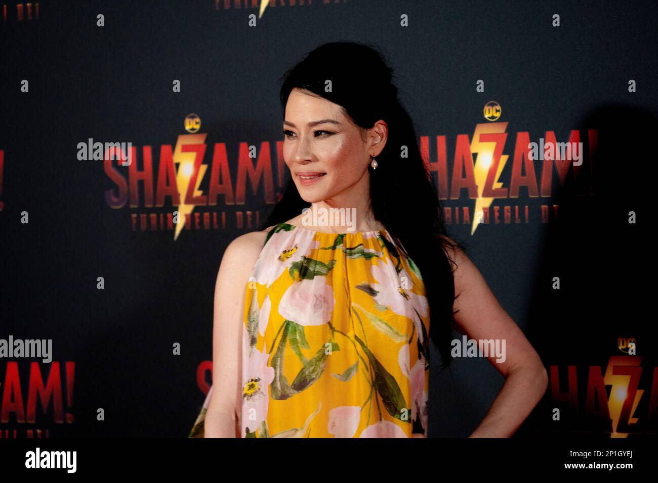 Roma, Italia, 03th marzo 2023, Zachary Levi, Lucy Liu, Rachel Zegler e Helen Mirren partecipano alla prima di Shazam! Furia degli dei allo Space Cine Foto Stock