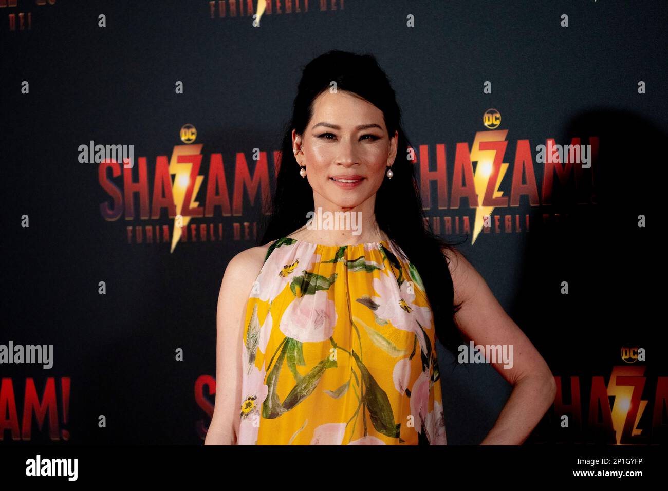 Roma, Italia, 03th marzo 2023, Zachary Levi, Lucy Liu, Rachel Zegler e Helen Mirren partecipano alla prima di Shazam! Furia degli dei allo Space Cine Foto Stock