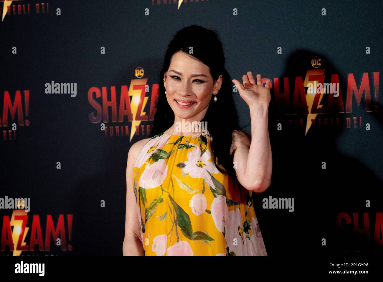 Roma, Italia, 03th marzo 2023, Zachary Levi, Lucy Liu, Rachel Zegler e Helen Mirren partecipano alla prima di Shazam! Furia degli dei allo Space Cine Foto Stock