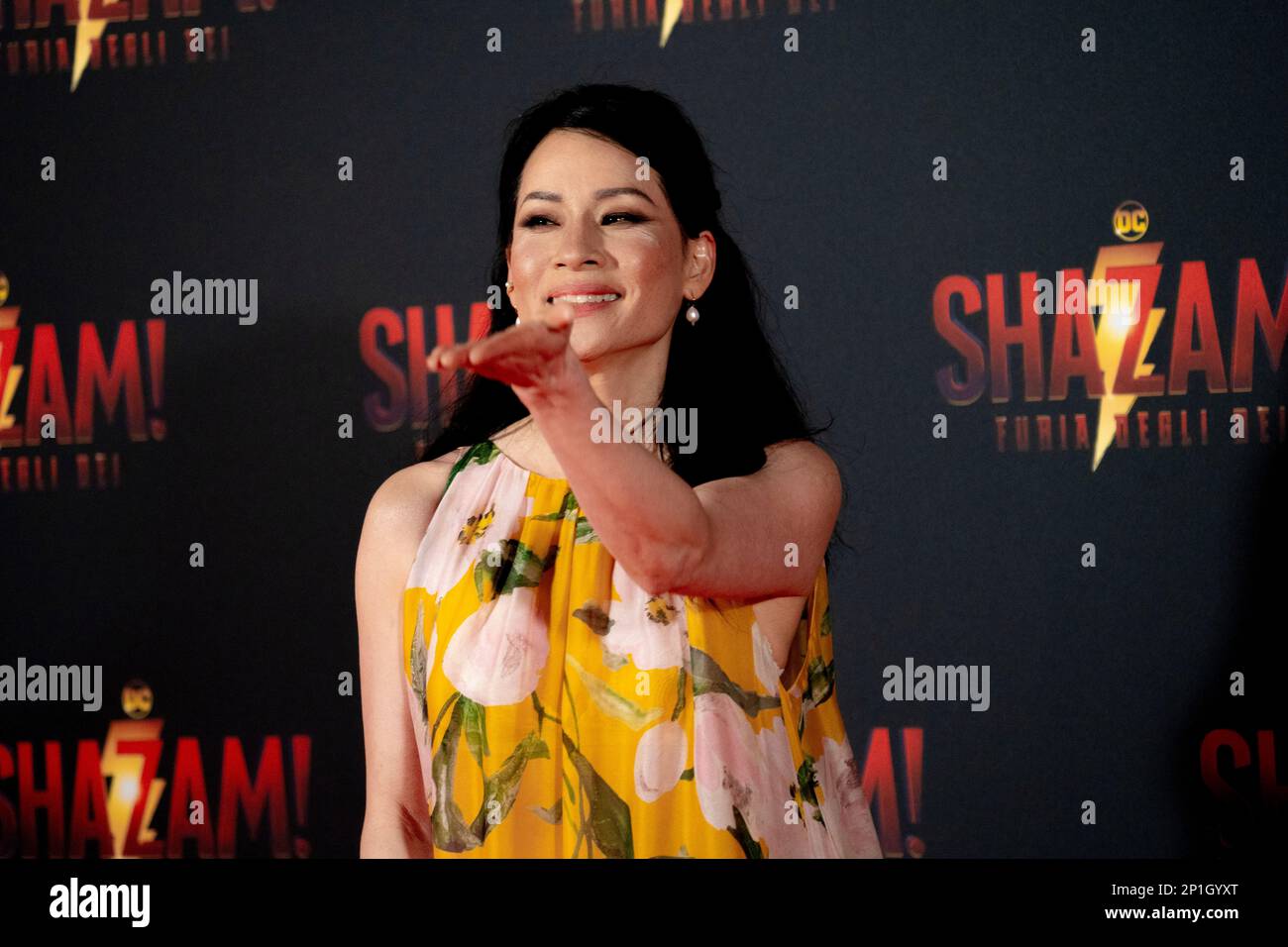 Roma, Italia, 03th marzo 2023, Zachary Levi, Lucy Liu, Rachel Zegler e Helen Mirren partecipano alla prima di Shazam! Furia degli dei allo Space Cine Foto Stock