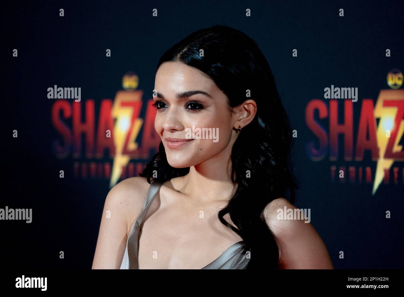 Roma, Italia, 03th marzo 2023, Zachary Levi, Lucy Liu, Rachel Zegler e Helen Mirren partecipano alla prima di Shazam! Furia degli dei allo Space Cine Foto Stock