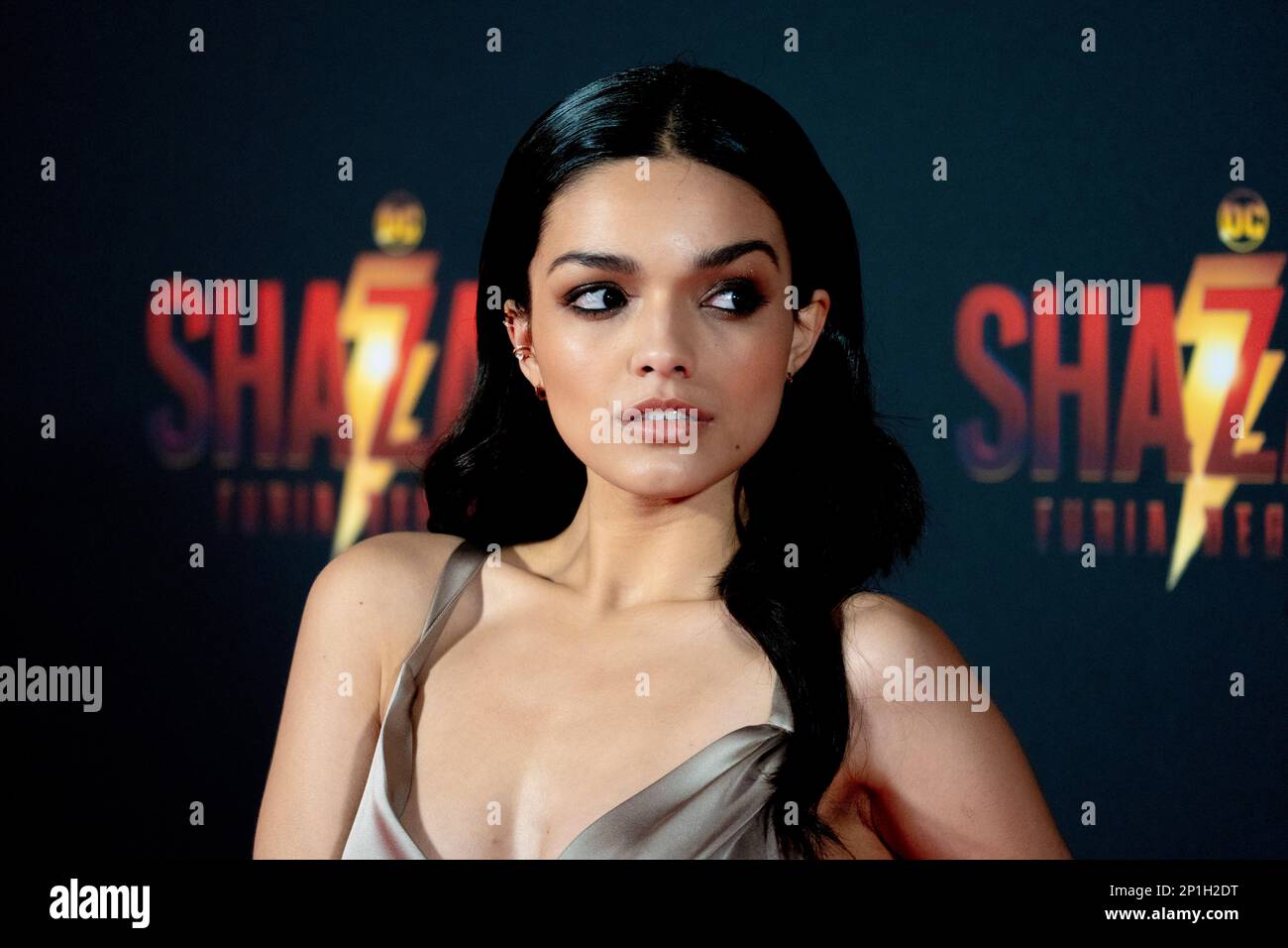 Roma, Italia, 03th marzo 2023, Zachary Levi, Lucy Liu, Rachel Zegler e Helen Mirren partecipano alla prima di Shazam! Furia degli dei allo Space Cine Foto Stock