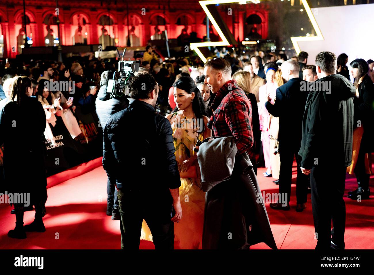 Roma, Italia, 03th marzo 2023, Zachary Levi, Lucy Liu, Rachel Zegler e Helen Mirren partecipano alla prima di Shazam! Furia degli dei allo Space Cine Foto Stock