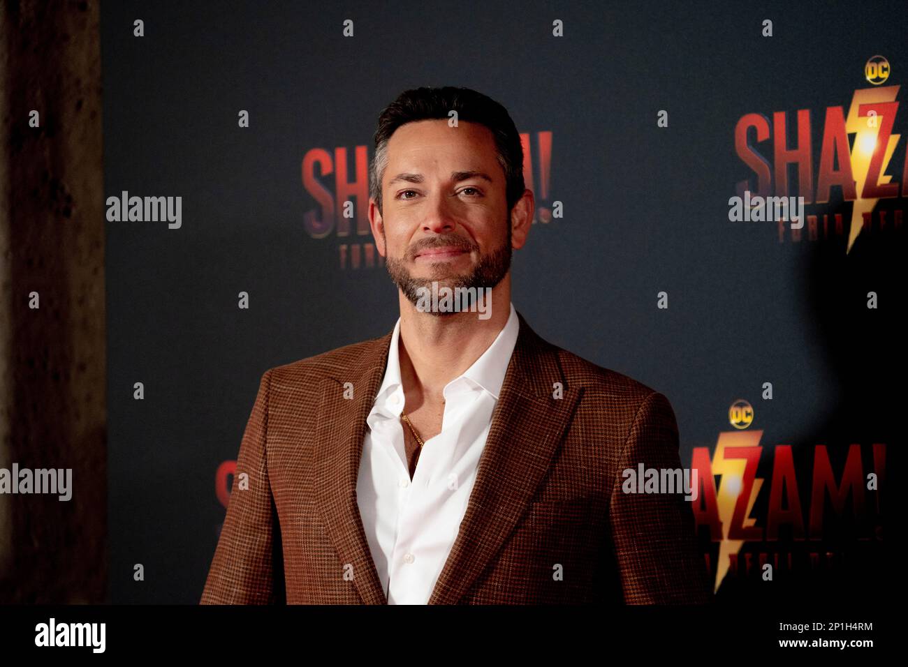 Roma, Italia, 03th marzo 2023, Zachary Levi, Lucy Liu, Rachel Zegler e Helen Mirren partecipano alla prima di Shazam! Furia degli dei allo Space Cine Foto Stock