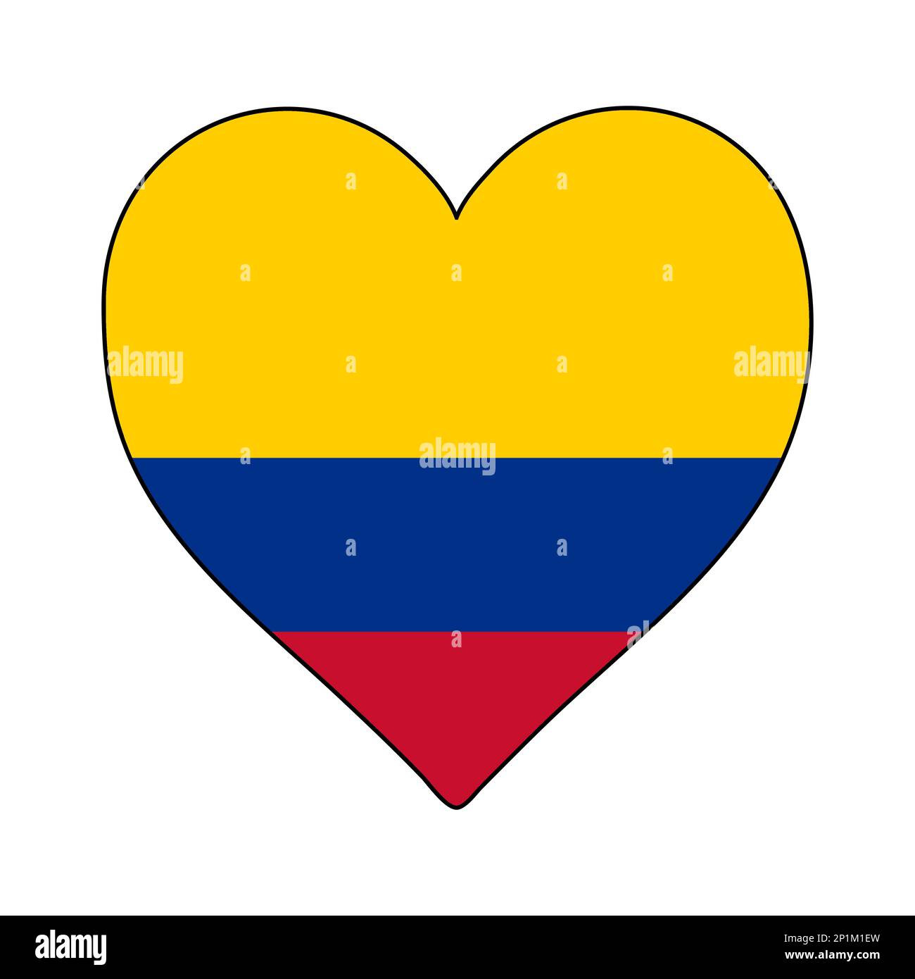 Colombia Heart Shape Flag. Amate la Colombia. Visita la Colombia. Sud America. America Latina. Disegno grafico dell'illustrazione vettoriale. Illustrazione Vettoriale