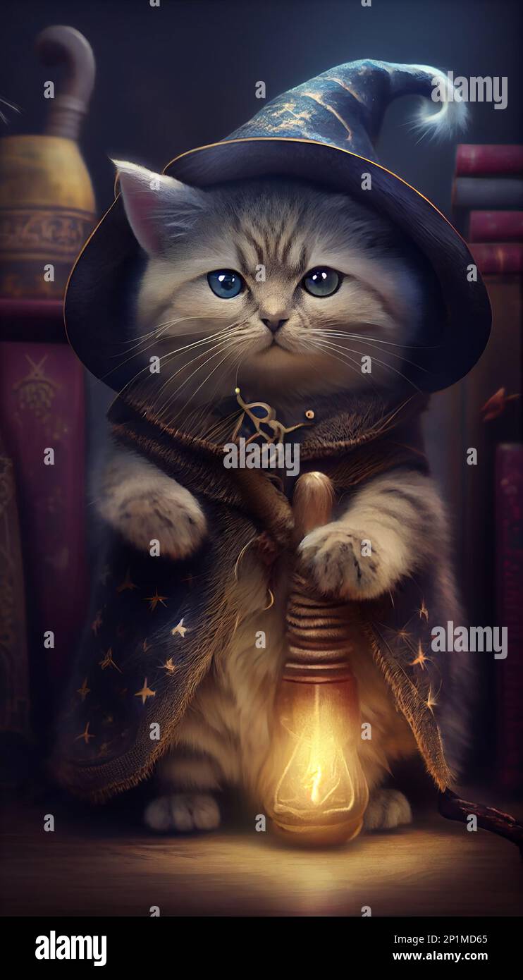 MAGE Fantasy Feline: Un'avventura del gattino in un mondo magico, Un  viaggio epico del gatto attraverso una terra Fantasy, Whiskers in  Wonderland: Una storia del gatto del ventilatore Foto stock - Alamy