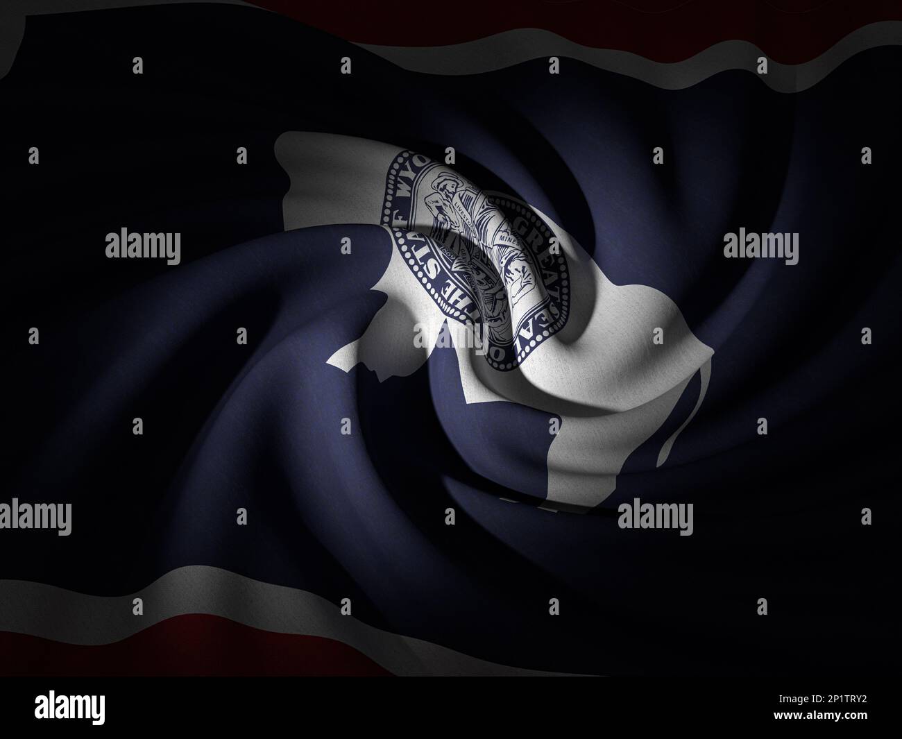 Sfondo curvo della bandiera Wyoming. illustrazione 3d. Foto Stock