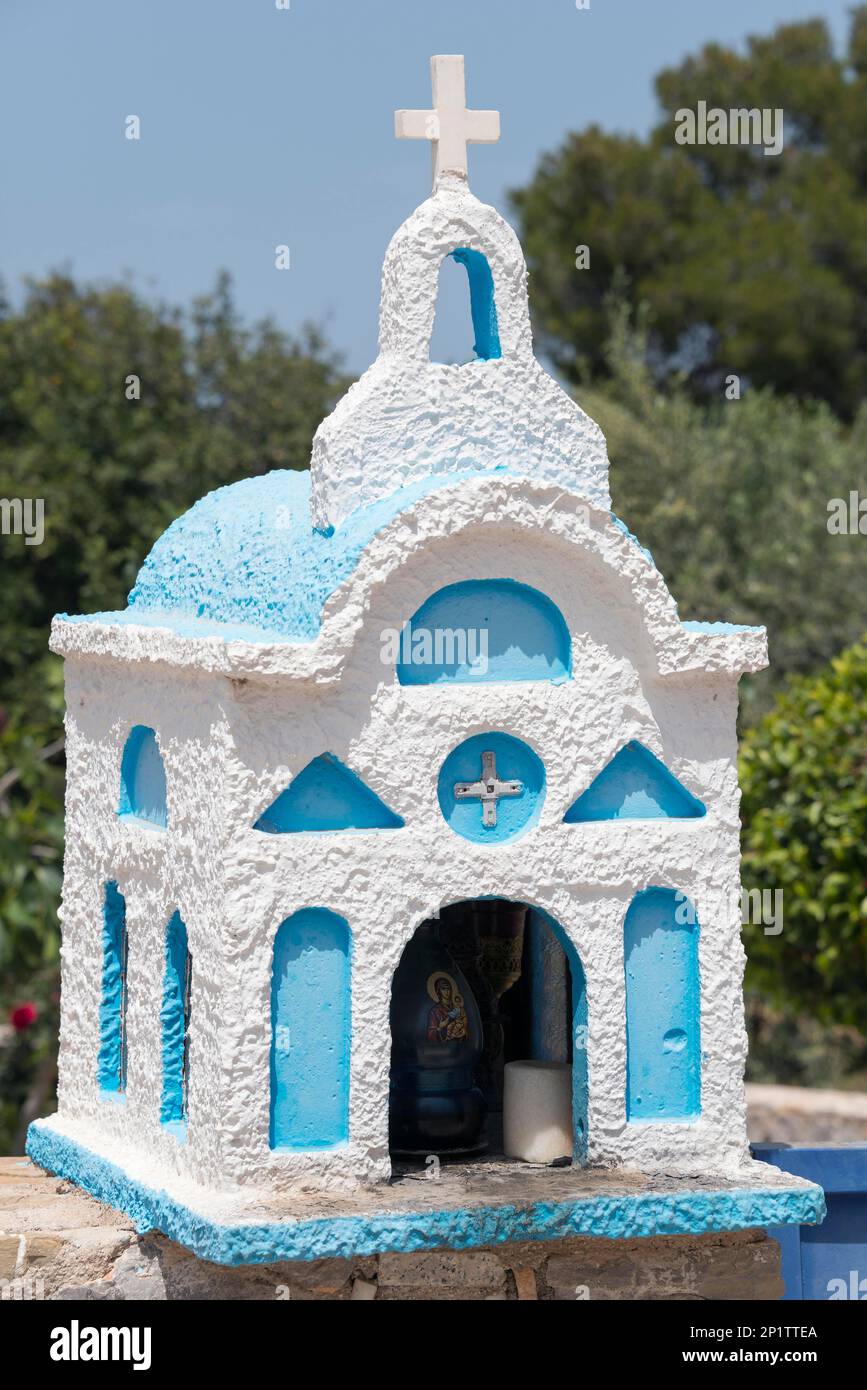 Iconostasi, Taktikoupoli, Argolis, Isole Saroniche, Peloponneso, Grecia, mini chiesa Foto Stock
