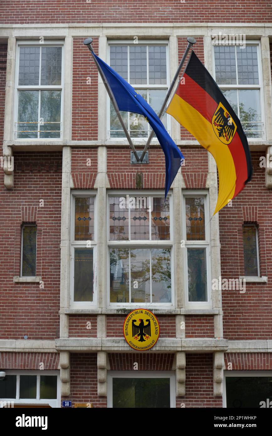 Consolato generale della Repubblica federale di Germania, Honthorststraat, Amsterdam, Paesi Bassi Foto Stock