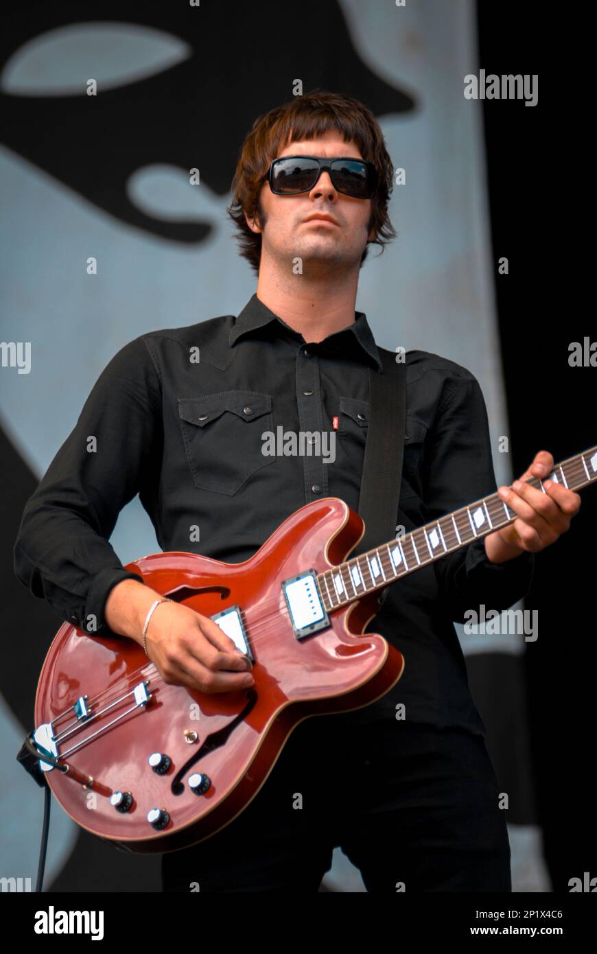 Liam Fray - Courteeners, V2008, Hylands Park, Chelmsford, Essex, Regno Unito - 17 agosto 2008 Foto Stock