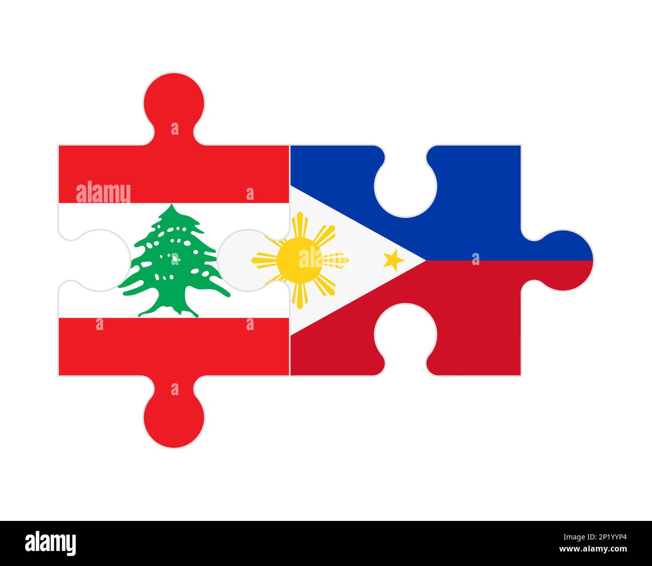 Puzzle connesso di bandiere del Libano e delle Filippine, vettore Illustrazione Vettoriale