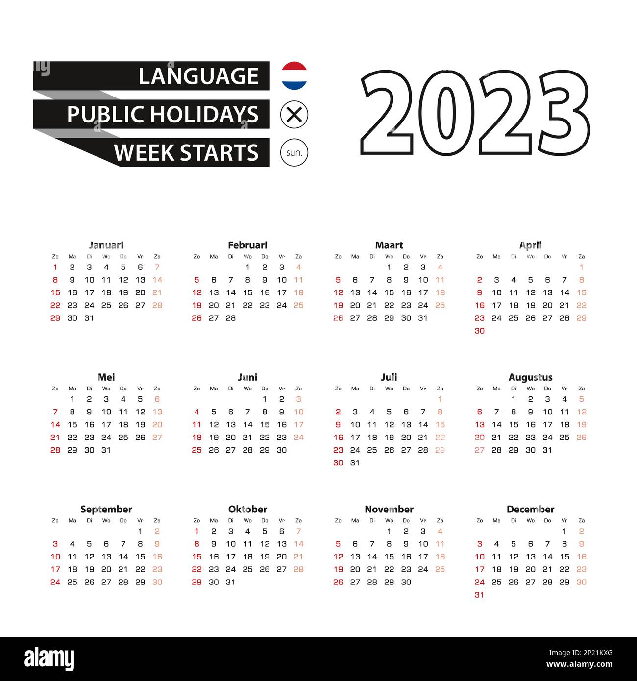 giorni festivi germania 2023 - 4 Calendario 23 in lingua olandese con giorni festivi il paese dei Paesi Bassi nel 23. La settimana inizia dal lunedì. Illustrazione vettoriale Immagine e Vettoriale - Alamy
