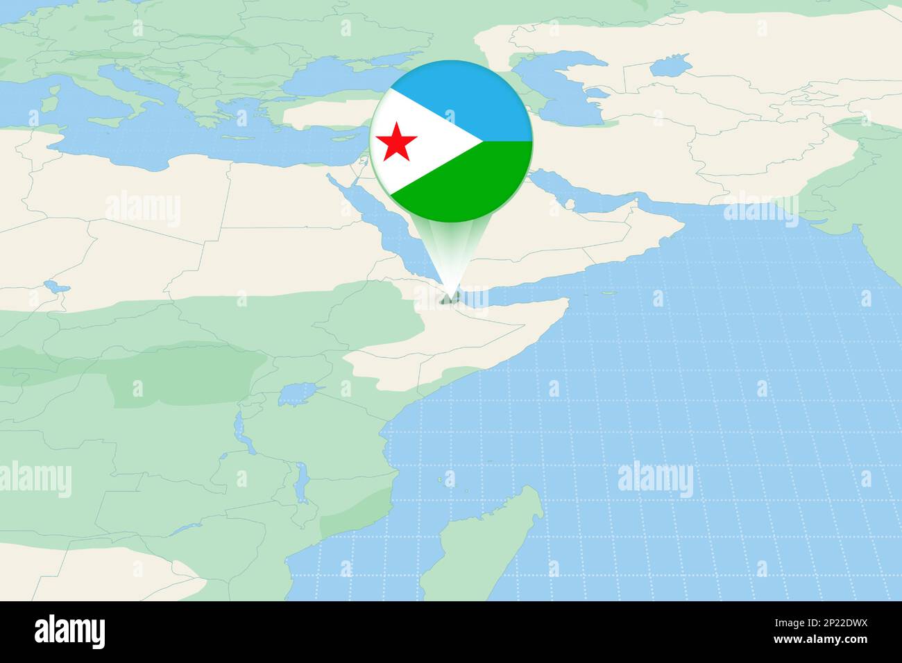 Illustrazione della mappa di Gibuti con la bandiera. Illustrazione