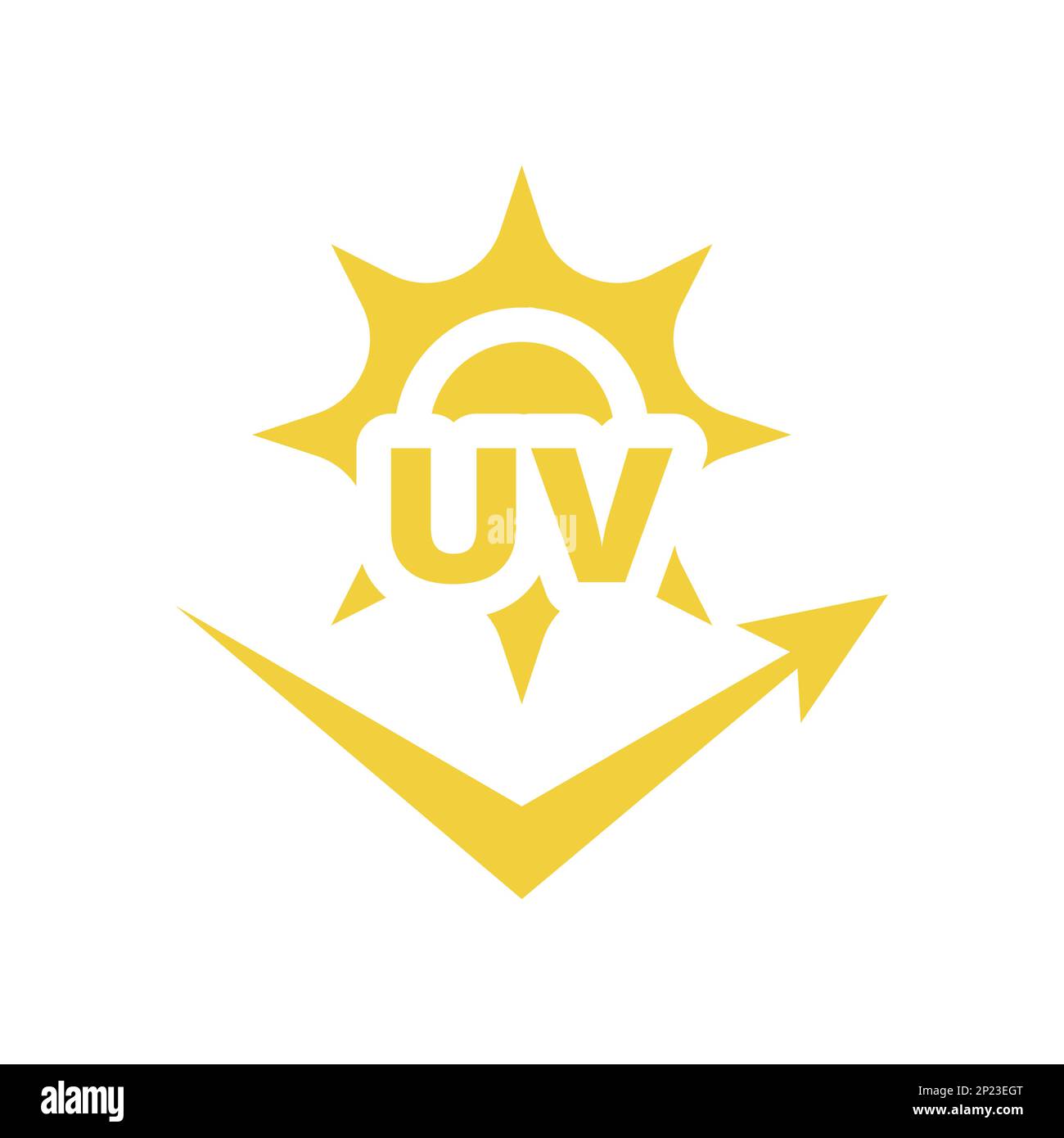 Icona vettore protezione solare UV. Luce solare ultravioletta con simbolo di riempimento a freccia. Illustrazione Vettoriale