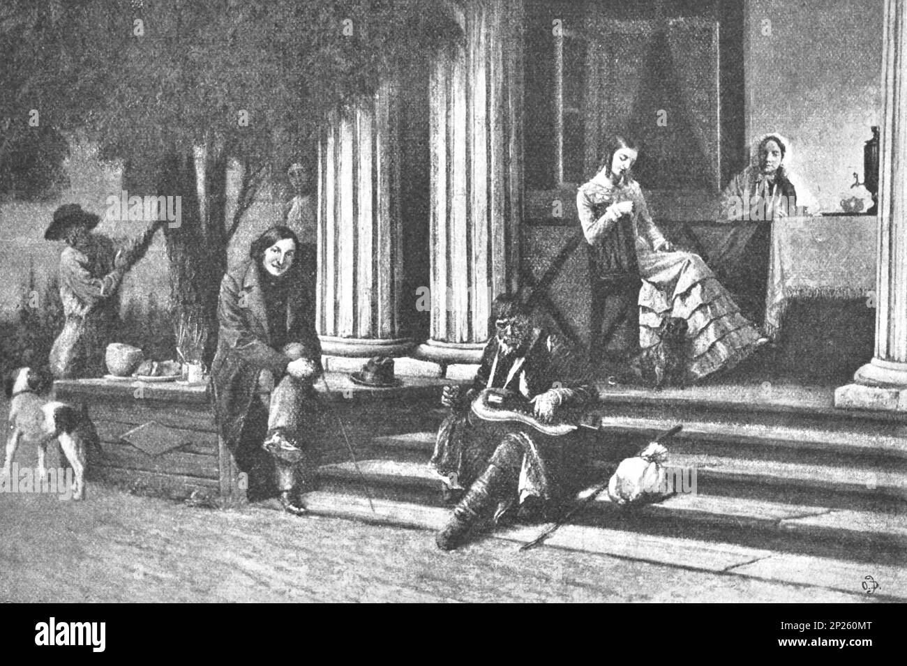 Gogol ascolta il giocatore di bandura. Copia da un dipinto dell'artista V. Volkov. Copia di 1902. Foto Stock