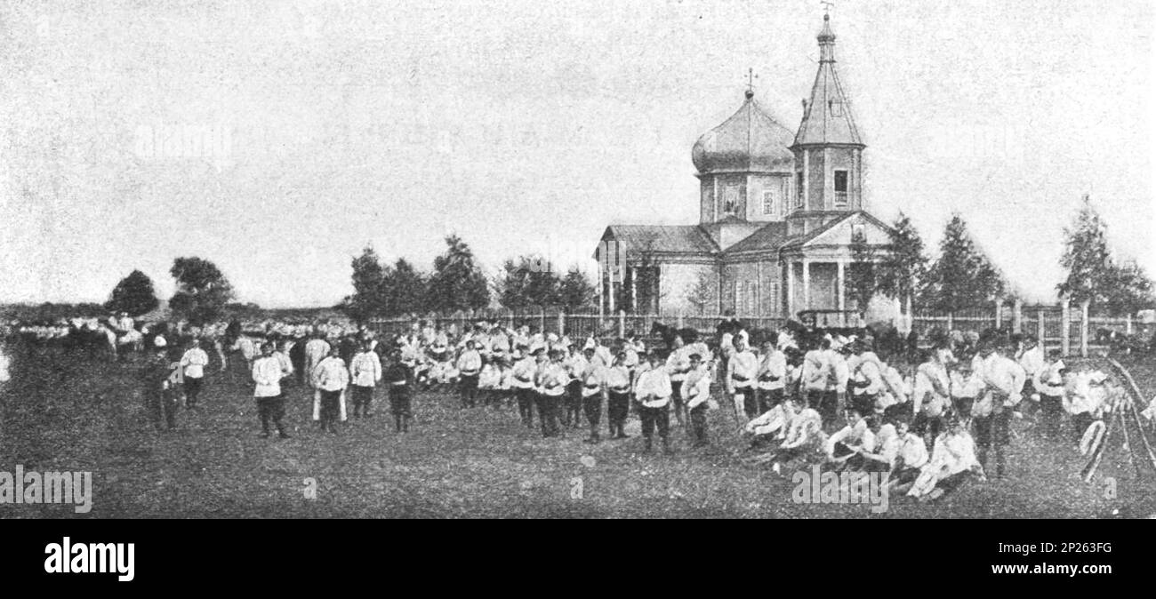 Mosca Alexander Military School nel villaggio di Maltsev in una battuta d'arresto. Foto dal 1902. Foto Stock