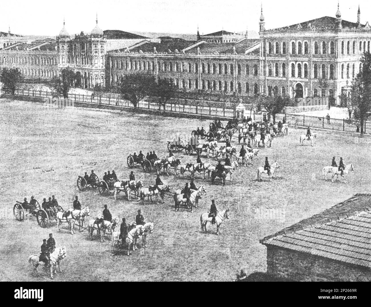 Artiglieria turca durante gli esercizi. Foto dal 1902. Foto Stock
