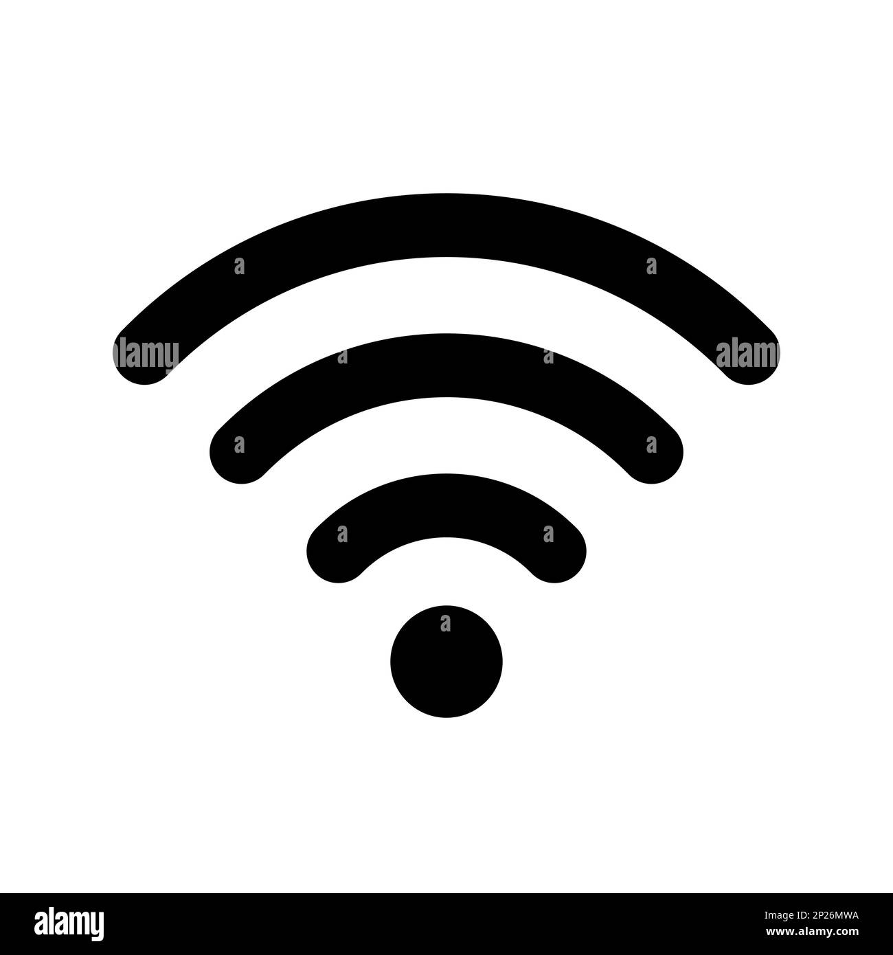 Icona Wi-Fi. Segnale nero WiFi isolato su sfondo bianco. Simbolo Internet mobile. Logo rete wireless. Accesso gratuito tramite firma. Connessione broadcast Illustrazione Vettoriale