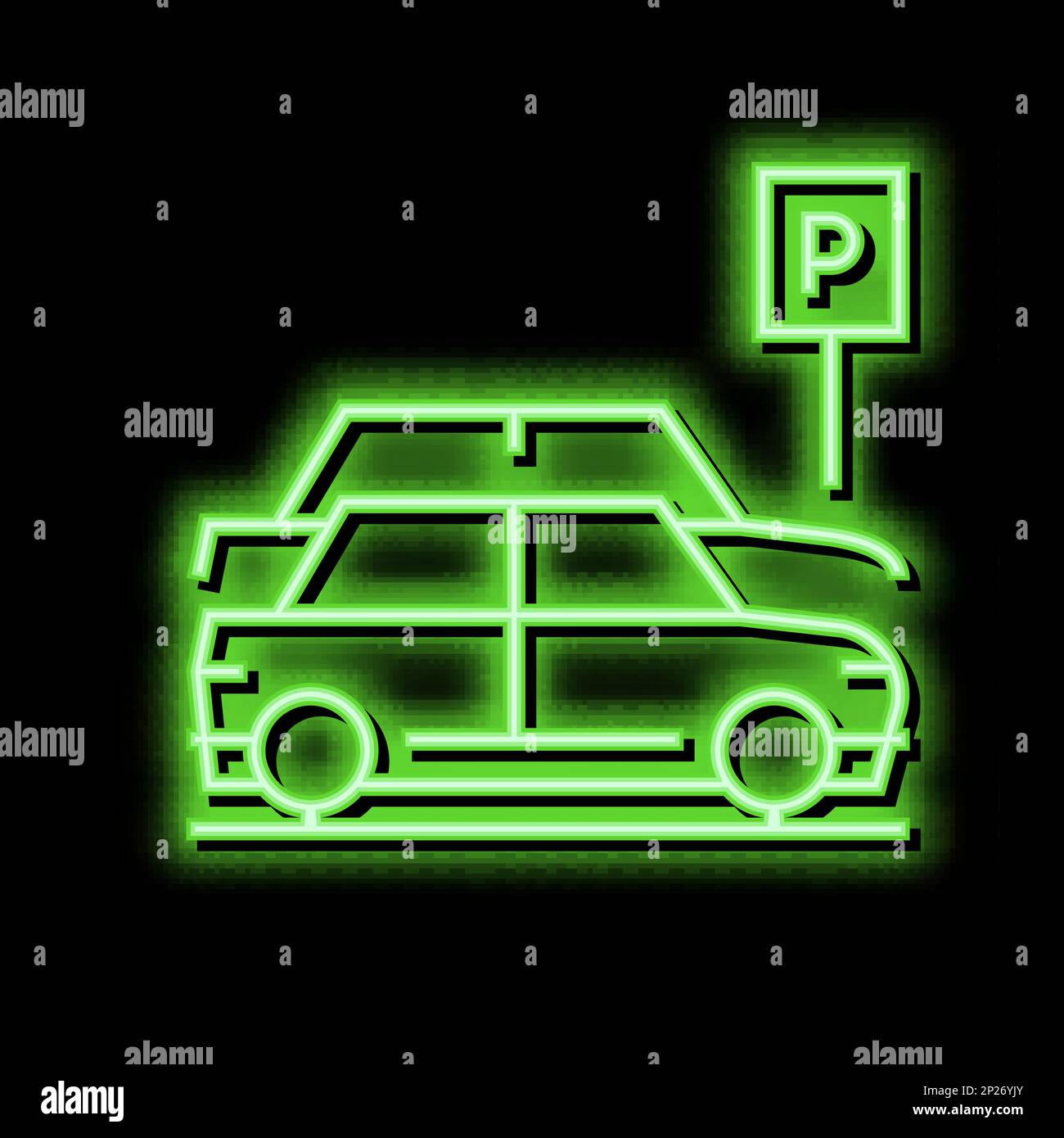 immagine dell'icona del neon per il parcheggio in strada Illustrazione Vettoriale