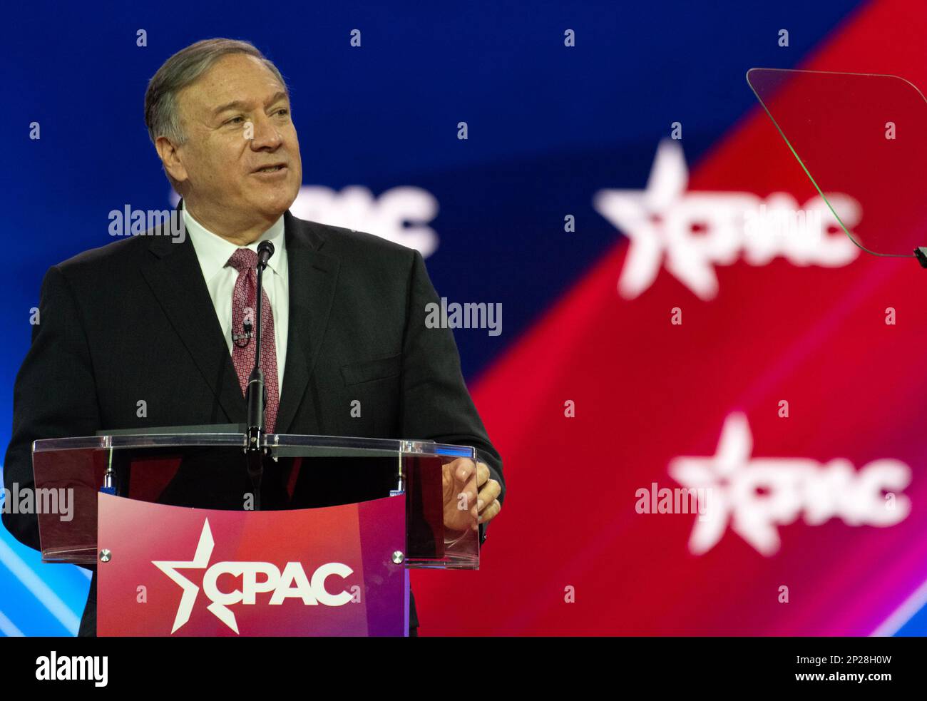 Washington DC, Stati Uniti. 03rd Mar, 2023. Mike Pompeo, 70th Segretario di Stato degli Stati Uniti e potenziale candidato per la nomina del Partito Repubblicano 2024 come Presidente degli Stati Uniti, fa le sue osservazioni alla Conferenza di azione politica conservativa 2023 (CPAC) a National Harbor, Maryland, Stati Uniti, venerdì 3 marzo, 2023. Credit: Ron Sachs /CNP /MediaPunch Credit: MediaPunch Inc/Alamy Live News Foto Stock