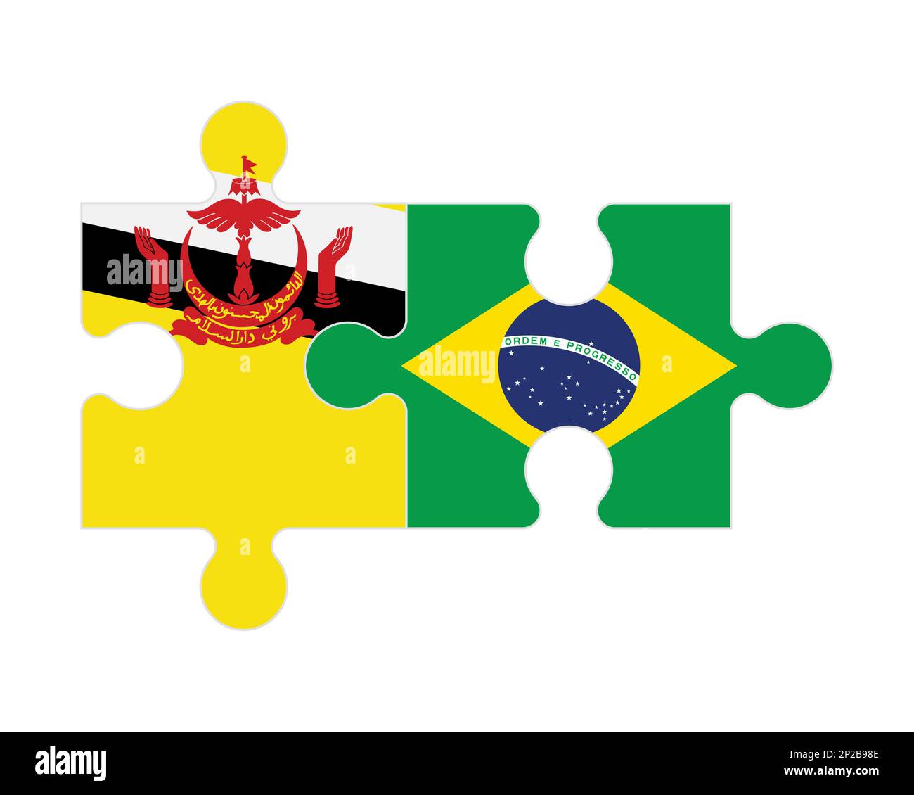 Puzzle connesso di bandiere di Brunei e Brasile, vettore Illustrazione Vettoriale