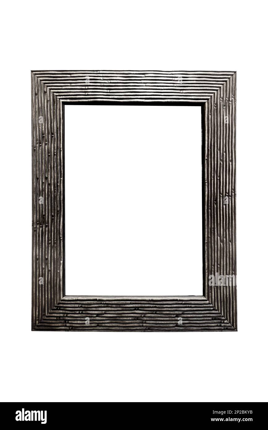 Cornice moderna su sfondo bianco isolato di colore grigio semplice verticale Foto Stock