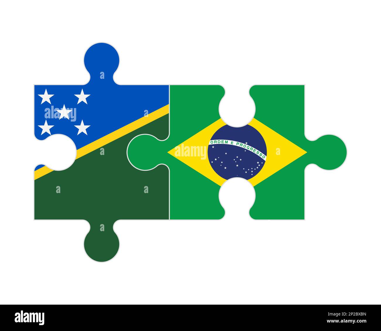 Puzzle connesso di bandiere delle Isole Salomone e del Brasile, vettore Illustrazione Vettoriale