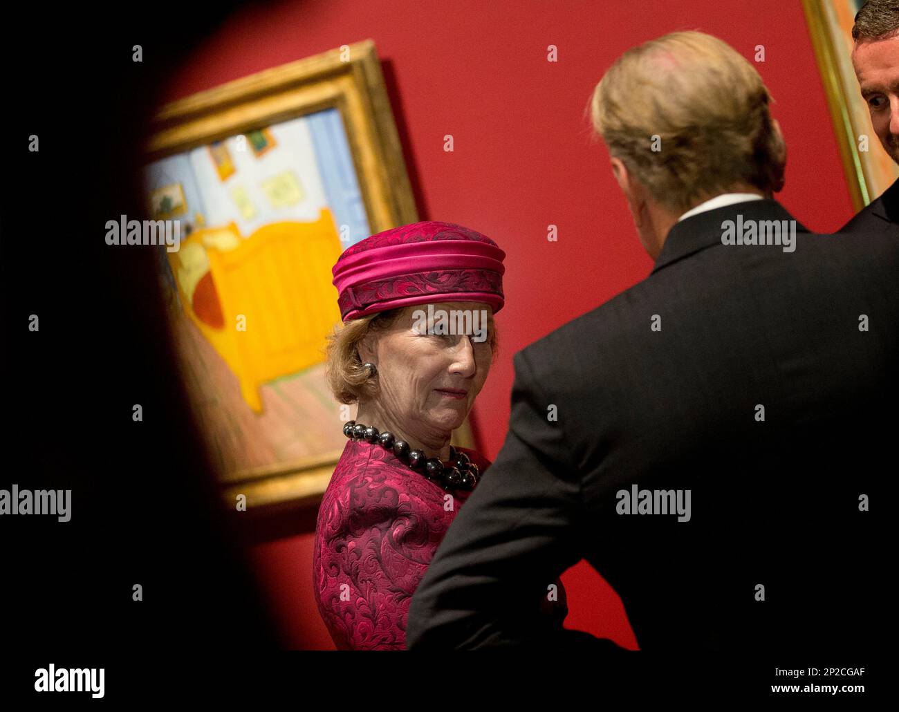 Norway's Queen Sonja, center, listens to Van Gogh Museum director Axel ...