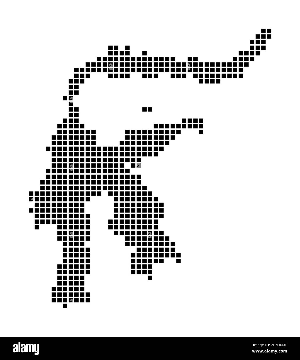 Mappa di Sulawesi. Mappa di Sulawesi in stile punteggiato. Bordi dell'isola riempiti di rettangoli per il vostro disegno. Illustrazione vettoriale. Illustrazione Vettoriale