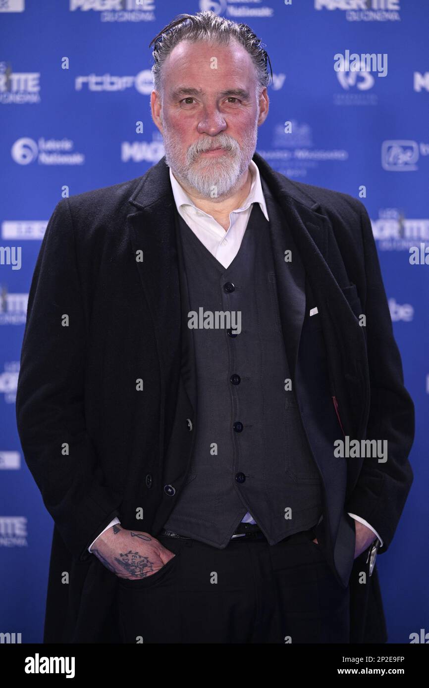 L'attore-regista Bouli Lanners ha raffigurato durante la 12th edizione della cerimonia di premiazione del film 'Magritte du Cinema', sabato 04 marzo 2023, a Bruxelles. I premi sono premiati ai film dei produttori belgi di lingua francese. FOTO DI BELGA LAURIE DIEFFEMBACQ Foto Stock