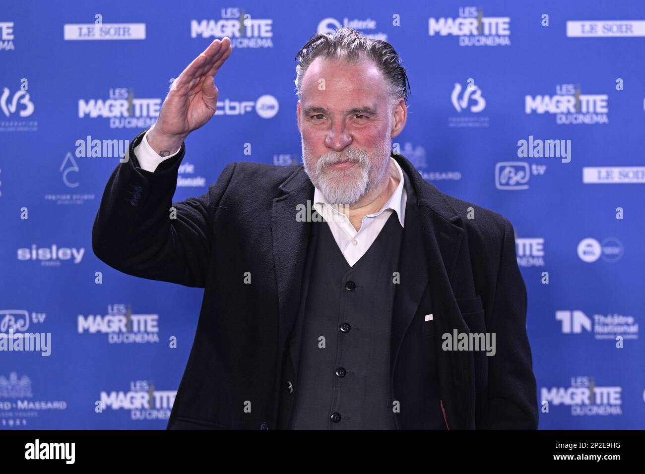 L'attore-regista Bouli Lanners ha raffigurato durante la 12th edizione della cerimonia di premiazione del film 'Magritte du Cinema', sabato 04 marzo 2023, a Bruxelles. I premi sono premiati ai film dei produttori belgi di lingua francese. FOTO DI BELGA LAURIE DIEFFEMBACQ Foto Stock