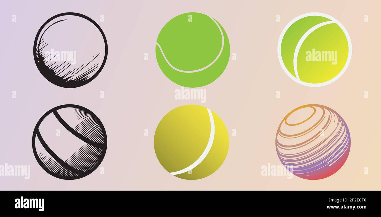 Palle da tennis set icone. Illustrazione di Vector balls eps. Illustrazione Vettoriale