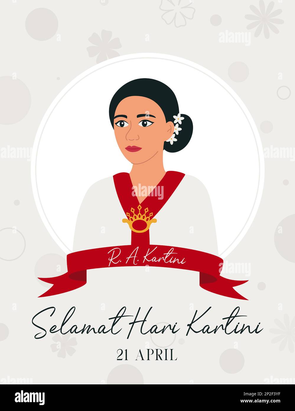 Selamat Hari Kartini significa Happy Kartini Day. Raden Adjeng Kartini l'eroe delle donne e dei diritti umani in Indonesia. Illustrazione vettoriale Illustrazione Vettoriale