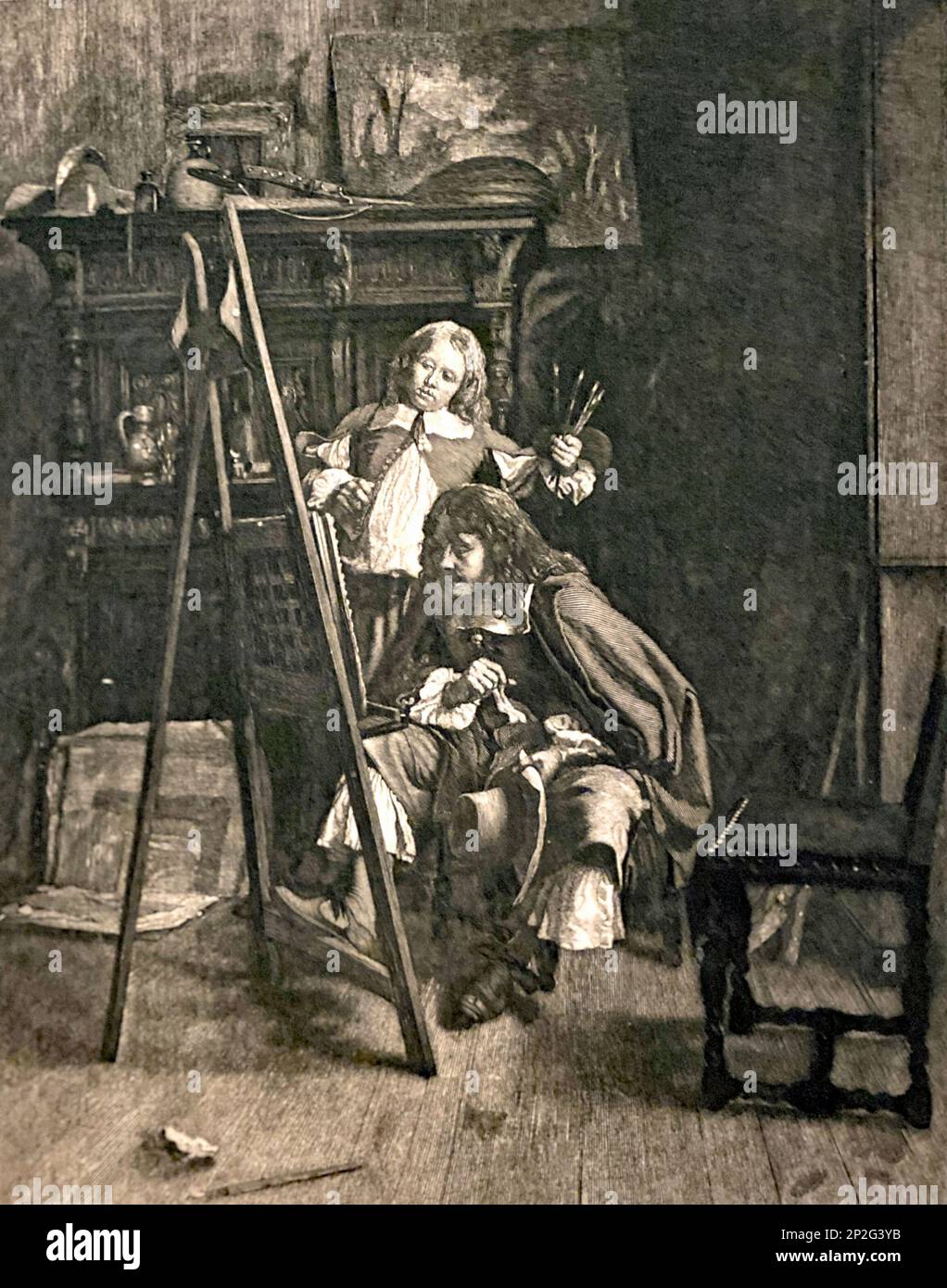 Dalla George Barrie Gallery of International prints di Meissonier, 'il giovane Van de Velde & suo padre' 1880. Foto Stock