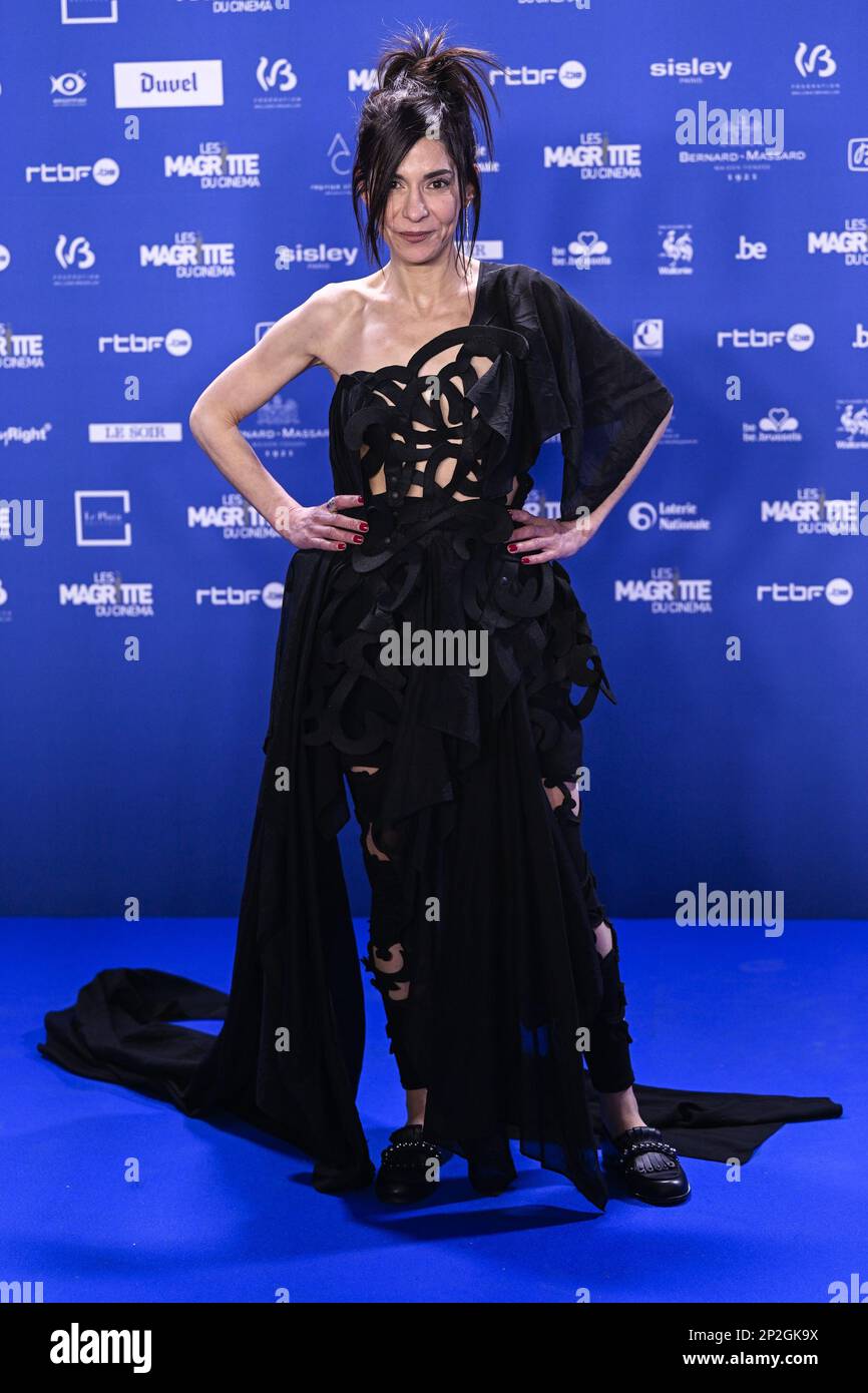 Attrice Lubna Azabal raffigurata durante l'edizione 12th della cerimonia di premiazione del film "Magritte du Cinema", sabato 04 marzo 2023, a Bruxelles. I premi sono premiati ai film dei produttori belgi di lingua francese. FOTO DI BELGA LAURIE DIEFFEMBACQ Foto Stock