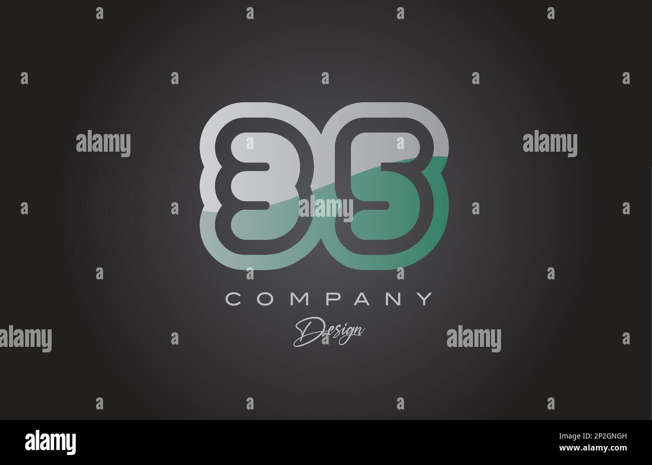 logo con numero verde grigio 35. Modello creativo per aziende e aziende Illustrazione Vettoriale