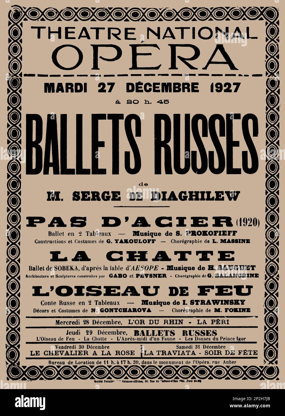 Poster per Ballets Russes, th&#xe9;&#XE2;tre National Op&#xe9;ra , 1927. Collezione privata. Foto Stock