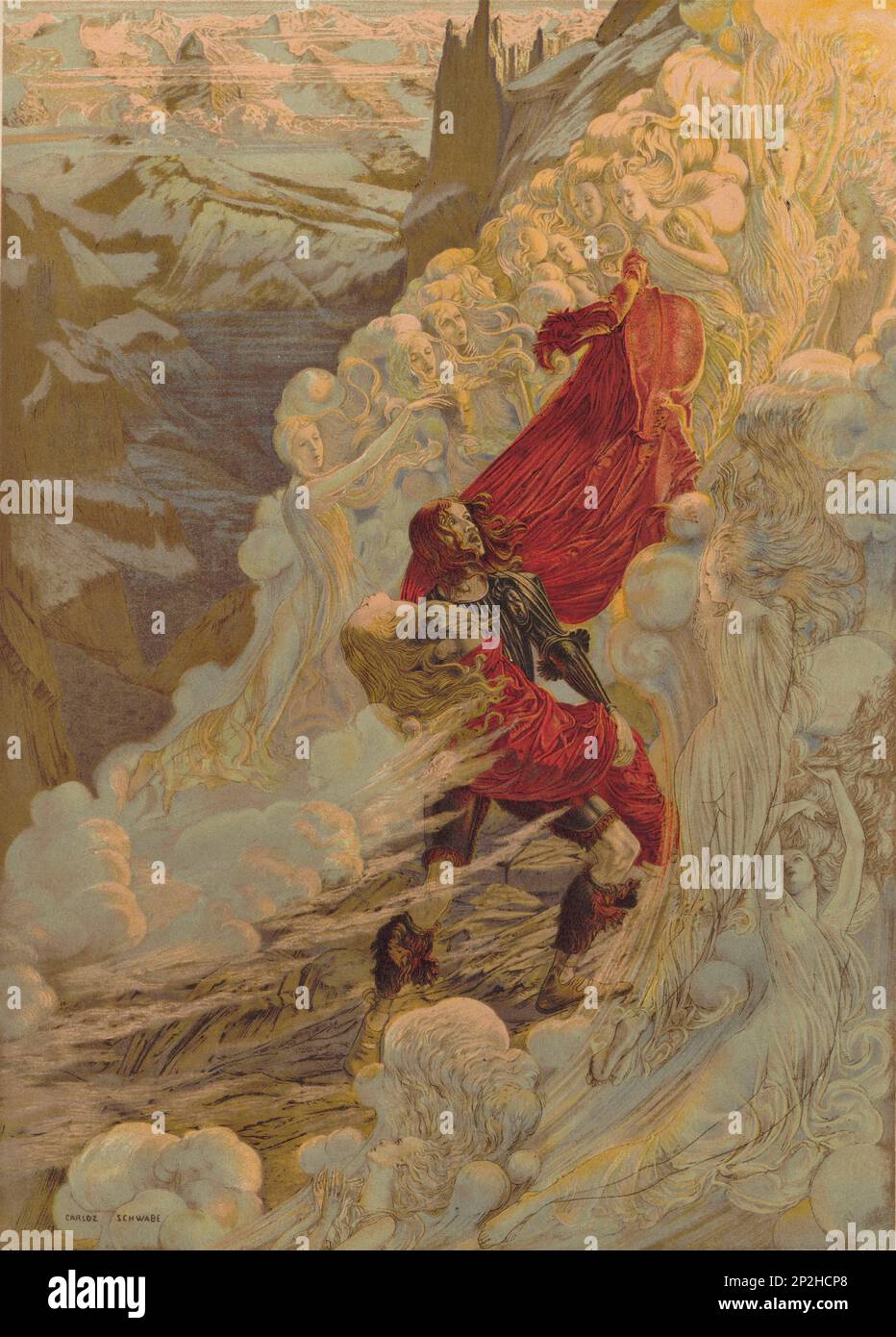 Primo Poster per l'opera Fervaal di Vincent d'Indy nella Thh&#xe9;&#XE2;tre de l'Op&#xe9;ra-Comique, Parigi, 1897. Collezione privata. Foto Stock