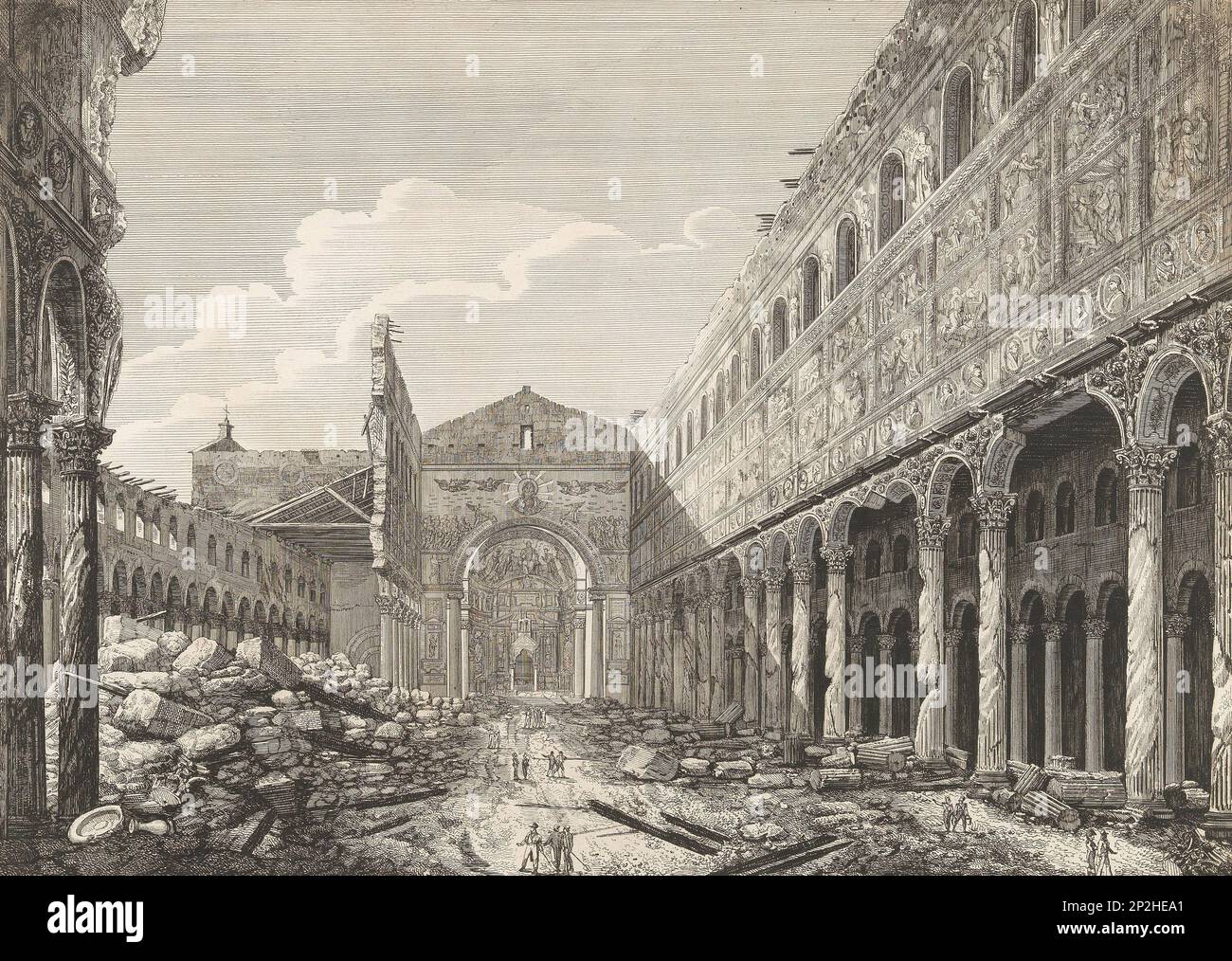 Veduta della Basilica di San Paolo fuori le Mura a Roma, 1823. Collezione privata. Foto Stock