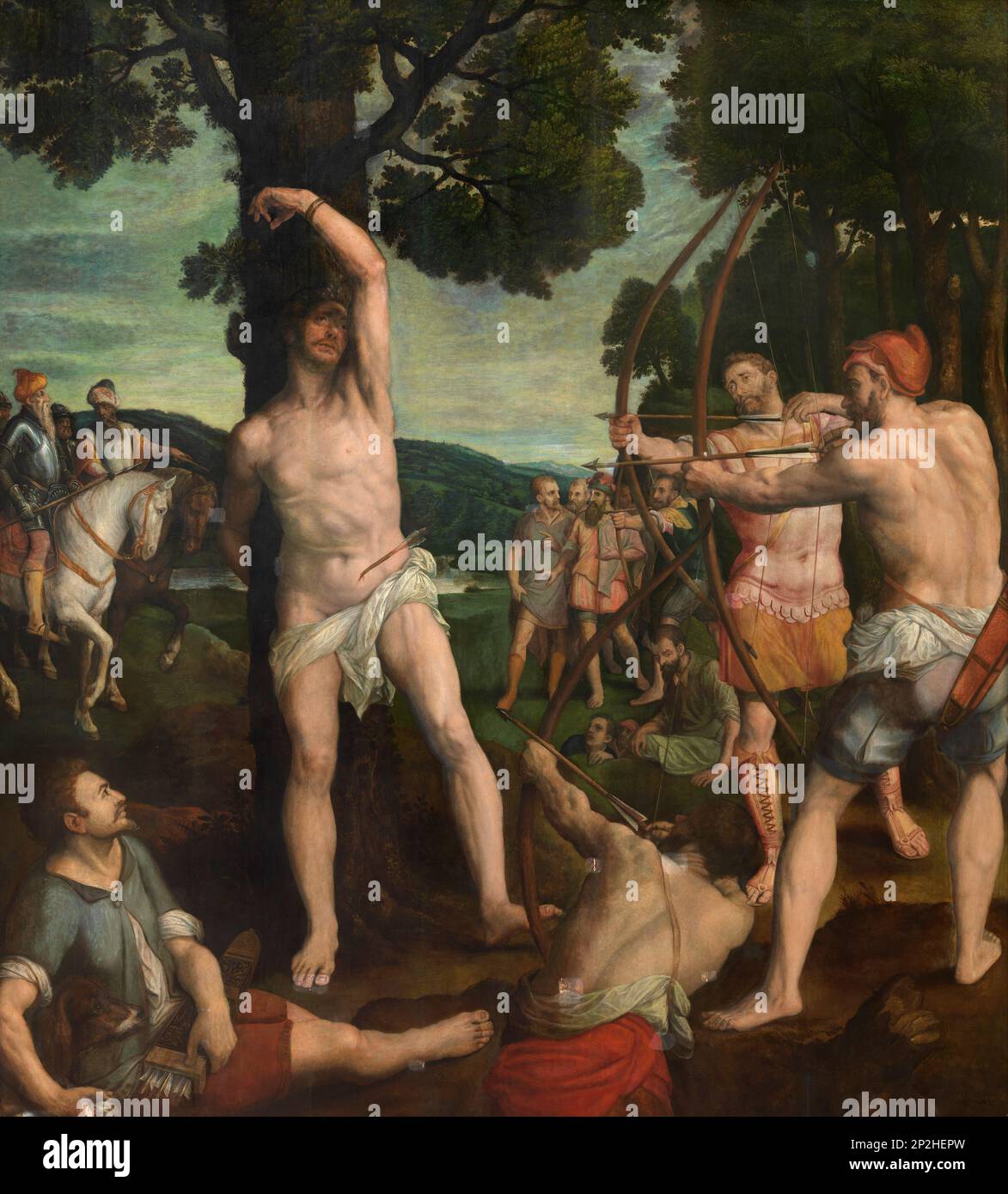 Il martirio di San Sebastiano, 1575. Si trova nella collezione del Museo reale delle Belle Arti di Anversa. Foto Stock