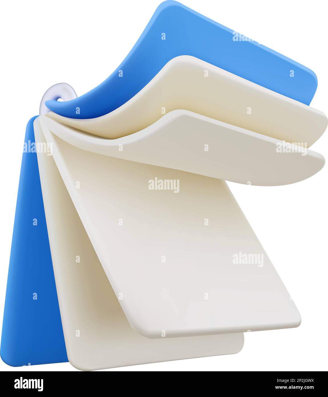 Icona Calendario 3D. aprire il calendario della pagina vuoto. Oggetto isolato su sfondo bianco Illustrazione Vettoriale