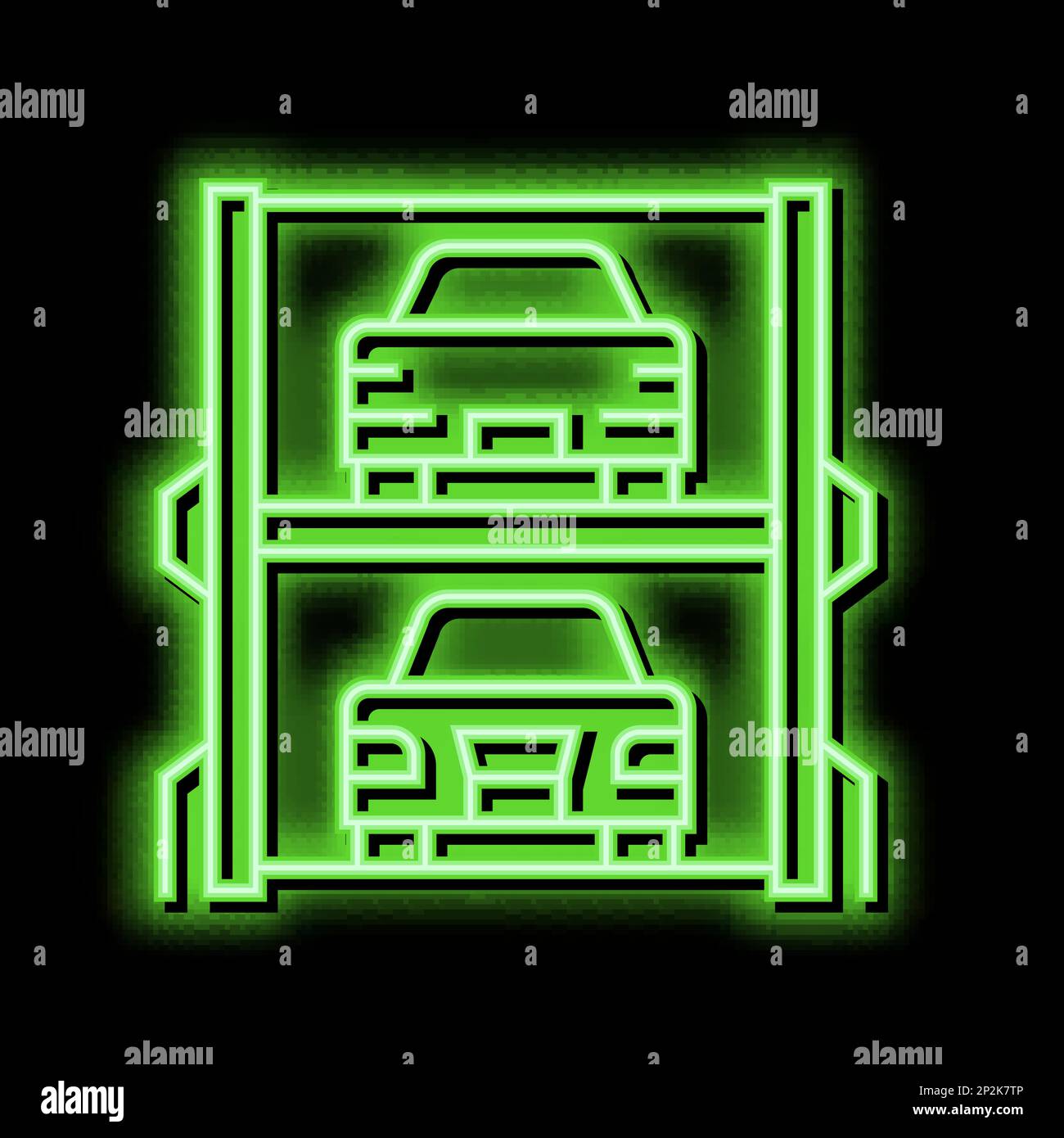 moderna immagine al neon di un parcheggio multilivello Illustrazione Vettoriale