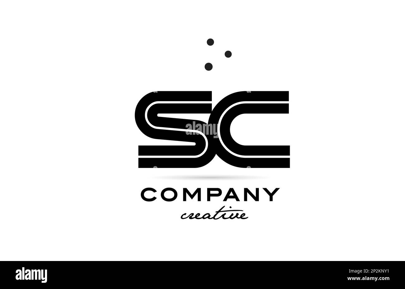 Logo lettera in grassetto in combinazione alfabeto bianco e nero SC con punti. Si è Unito al design di modelli creativi per aziende e aziende Illustrazione Vettoriale